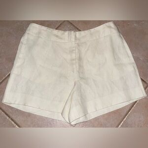 Vintage Louis Feraud Women’s High Waisted Beach Linen Shorts 6 Medium Cream